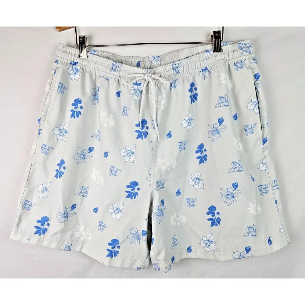 Magellan Men's Swim Trunks Size XL Blue Floral Fish Gear Swimsuit Shorts